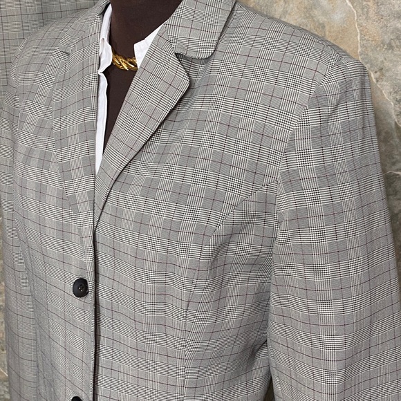 Karen Scott Glenn plaid blazer skirt suit set business executive professional - Picture 5 of 17